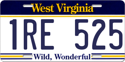 WV license plate 1RE525