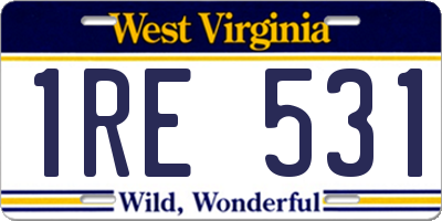 WV license plate 1RE531