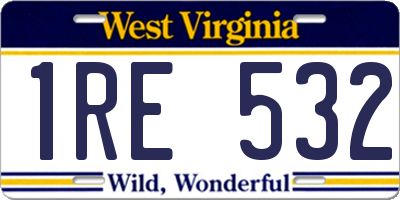 WV license plate 1RE532