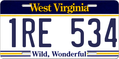 WV license plate 1RE534