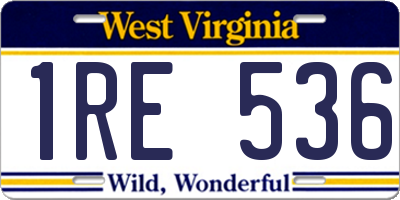 WV license plate 1RE536