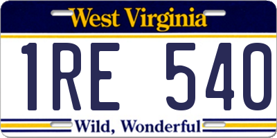 WV license plate 1RE540