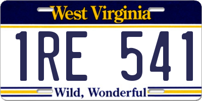 WV license plate 1RE541