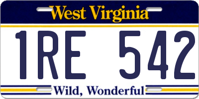 WV license plate 1RE542