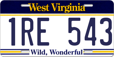WV license plate 1RE543