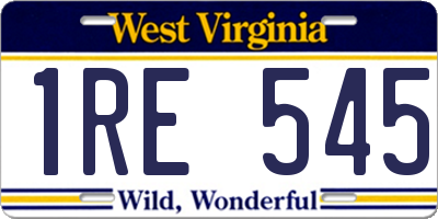 WV license plate 1RE545