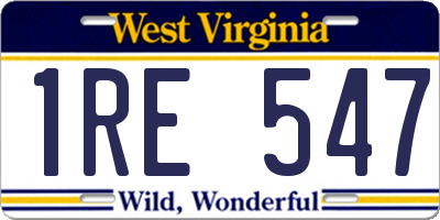 WV license plate 1RE547