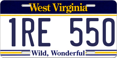 WV license plate 1RE550
