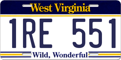 WV license plate 1RE551