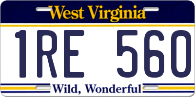 WV license plate 1RE560