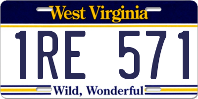 WV license plate 1RE571