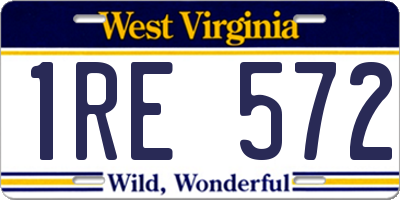 WV license plate 1RE572