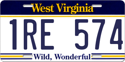 WV license plate 1RE574