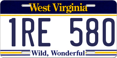 WV license plate 1RE580