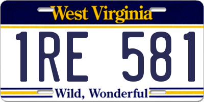 WV license plate 1RE581