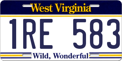 WV license plate 1RE583