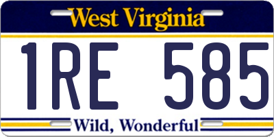 WV license plate 1RE585