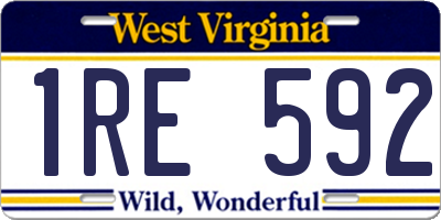 WV license plate 1RE592