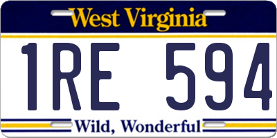 WV license plate 1RE594
