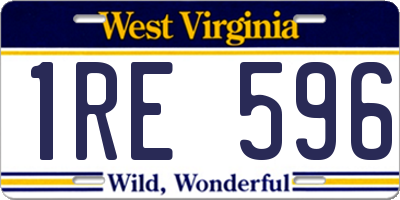 WV license plate 1RE596