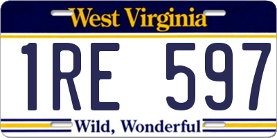 WV license plate 1RE597