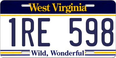 WV license plate 1RE598
