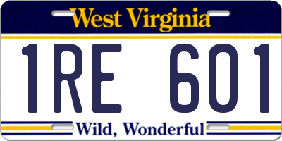 WV license plate 1RE601