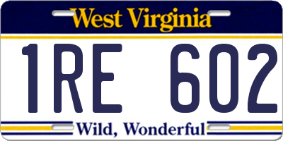 WV license plate 1RE602