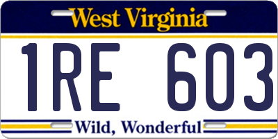 WV license plate 1RE603