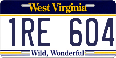 WV license plate 1RE604