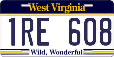WV license plate 1RE608