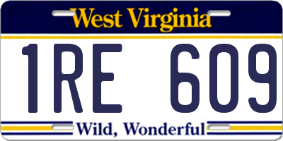 WV license plate 1RE609