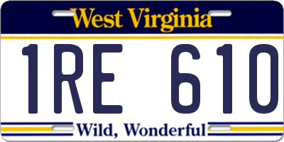 WV license plate 1RE610