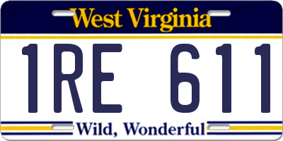 WV license plate 1RE611
