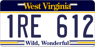 WV license plate 1RE612