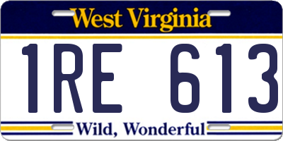 WV license plate 1RE613