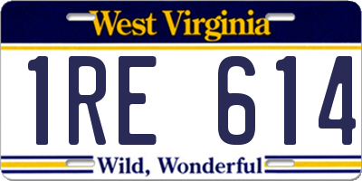 WV license plate 1RE614