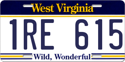 WV license plate 1RE615