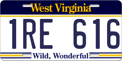 WV license plate 1RE616