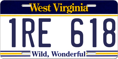 WV license plate 1RE618