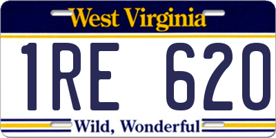 WV license plate 1RE620