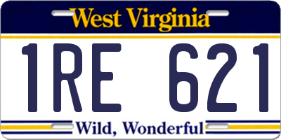 WV license plate 1RE621