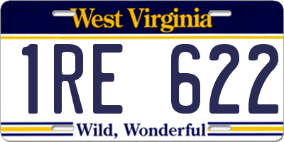 WV license plate 1RE622
