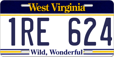 WV license plate 1RE624