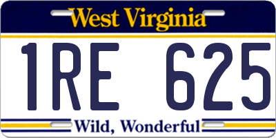 WV license plate 1RE625
