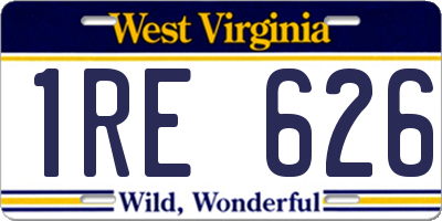 WV license plate 1RE626