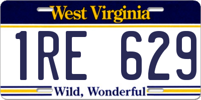 WV license plate 1RE629
