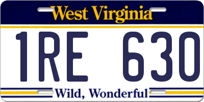 WV license plate 1RE630