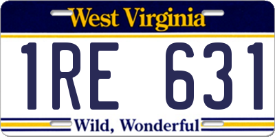 WV license plate 1RE631