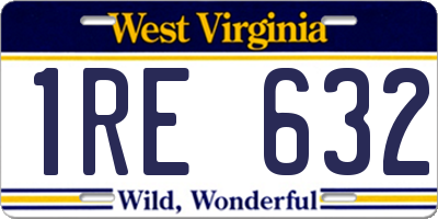 WV license plate 1RE632